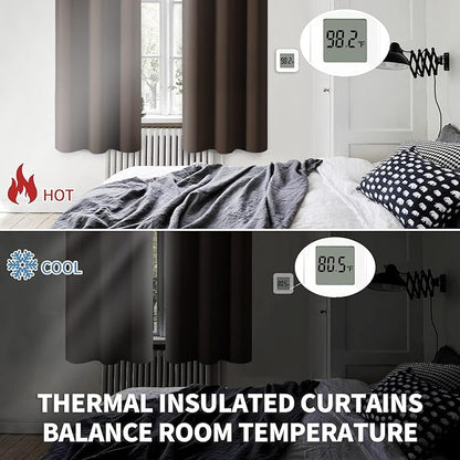 BGment Brown Blackout Curtains 54 Inch Length 2 Panels Set, Grommet Thermal Insulated Room Darkening Curtains for Bedroom, Each 46 x 54 Inch