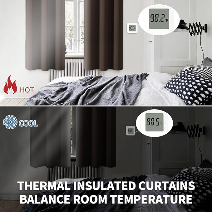 BGment Blackout Curtains for Bedroom - Grommet Thermal Insulated Room Darkening Curtains for Living Room, Set of 2 Panels (70 x 84 Inch, Brown)