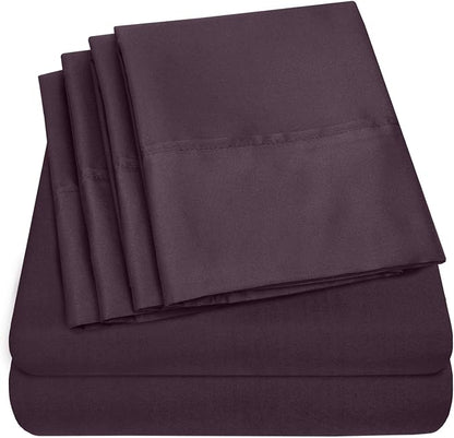 Queen Sheets Purple - 6 Piece 1500 Supreme Collection Fine Brushed Microfiber Deep Pocket Queen Sheet Set Bedding - 2 Extra Pillow Cases, Great Value, Queen, Purple