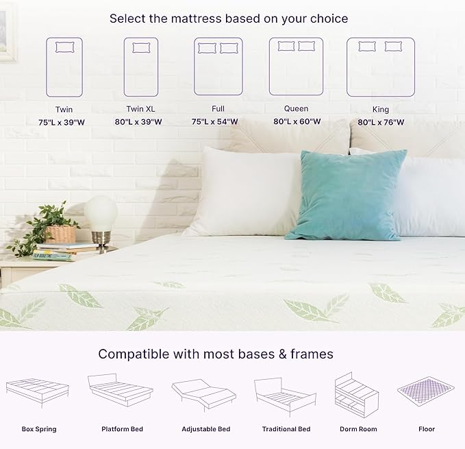 NapQueen Full Size, 8 Inch Anula Green Tea Infused Memory Foam Mattress, Bed in a Box, CertiPUR-US Certified Mattress