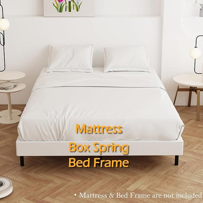 Box Spring Full Size Bed 4 Inch Low Profile, Heavy Duty Metal Box Spring Bed Base with Fabric Cover, Mattress Foundation, Easy Assembly, Noise Free, Black