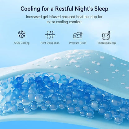 ELEMUSE Super Olympic Queen Dual Layer 3 Inch Memory Foam Mattress Topper, 2 Inch Cooling Gel Memory Foam Bed Pad and 1 Inch Soft Pillow Top Mattress Pad for Back Pain Relief & Hot Sleepers