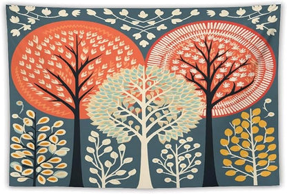 MaSiledy Tapestries Shabby Chic Trees Tapestry Autumn Nature Forest Tapestry Aesthetic Vintage Wall Hanging for Living Room Dorm Decor 40"x60" Holiday Scene Banner for Winter Christmas Party