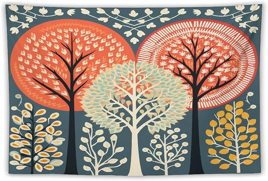 MaSiledy Tapestries Shabby Chic Trees Tapestry Autumn Nature Forest Tapestry Aesthetic Vintage Wall Hanging for Living Room Dorm Decor 40"x60" Holiday Scene Banner for Winter Christmas Party