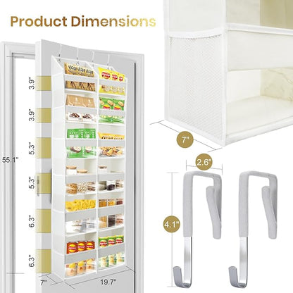 HOMELUX THEORY Heavy Duty Over the Door Organizer - Extra Wide Closet Organizers And Storage, Hanging Storage Door for Bedroom & Baby Nursery, 1PC Light Gray