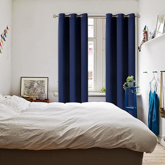 BGment Blackout Curtains 84 inches Long - Grommet Thermal Insulated Room Darkening Window Curtains for Bedroom, Set of 2 Panels (42 x 84 Inch, Navy Blue)