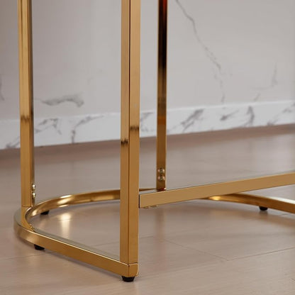 Modern Counter Height PU Leather Upholstered Bar Stool, 24" Kitchen Counter Island Stools Bar Chairs with Gold Metal Frame, White