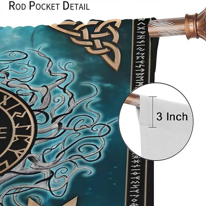 Viking Curtains Viking Totem Curtains Ancient Scandinavian Bedroom Living Room Decoration 2 Panel Groups W63 * L72 Inch