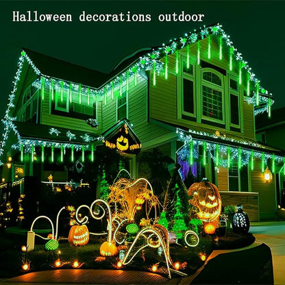 Kwaiffeo Halloween Lights Outdoor, Meteor Shower Lights for Xmas Halloween Decorations Outdoor Party St. Patrick's Day, UL Plug, Green