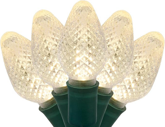 Wintergreen Lighting 25 C7 Warm White LED Christmas Lights – 17 ft Indoor Outdoor String Lights for Trees, Rooflines, and Events