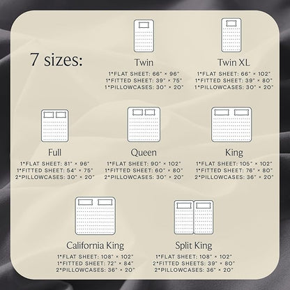 LuxClub 4 PC Queen Sheet Set, Sheets Queen Size, Deep Pockets Wrinkle Free Cooling Sheets Machine Washable Hotel Bedding Silky Soft - Dark Grey Queen