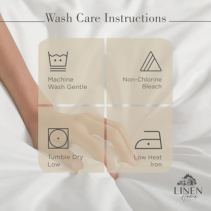 Linen Home 100% Cotton Percale Sheets Queen Size, Light Taupe, Deep Pocket, 4 Pieces Set - 1 Flat, 1 Deep Pocket Fitted Sheet and 2 Pillowcases, Crisp Cool and Strong Bed Linen