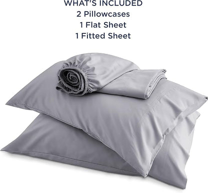 Bedsure Queen Sheets, Rayon Derived from Bamboo, Queen Cooling Sheet Set, Deep Pocket Up to 16", Breathable & Soft Bed Sheets, Hotel Luxury Silky Bedding Sheets & Pillowcases, Silver Grey
