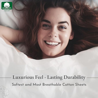 2-Pack Luxury Queen Sheet Sets - 400 Thread Count 100% Cotton Sateen - Extra Soft, Breathable & Cooling Sheets, Wrinkle Resistant, 2 Sets of Deep Pocket Bed Sheets - Antique White