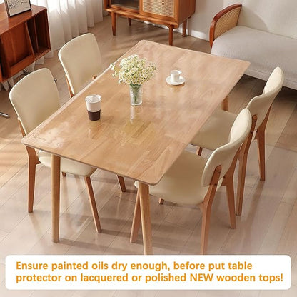 42 x 78 " Clear Plastic Dining Table Protector Tablecloth Desk Pad Mat Wooden Furniture Coffee Glass End Side Dinner Bar Table Cloth Top Protection Countertop Cover Waterproof Rectangular PVC Vinyl