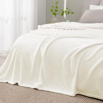 BEDELITE Fleece Blanket Full Size Cream Throw Blankets for Couch & Bed, Luxury Plush Cozy Fuzzy Blanket 84x90 inches, Super Soft Warm Lightweight Throw Blanket for Travel Camping