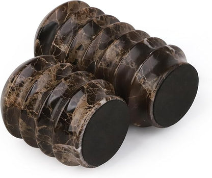 HofferRuffer Marble Candlestick Holders, Set of 2 Natural Stone Candle Holder Decorative Candle Stands for Wedding, Dinning, Party, Table Centerpieces, Fits 3/4'' Thick Candles (MarbleBrown)