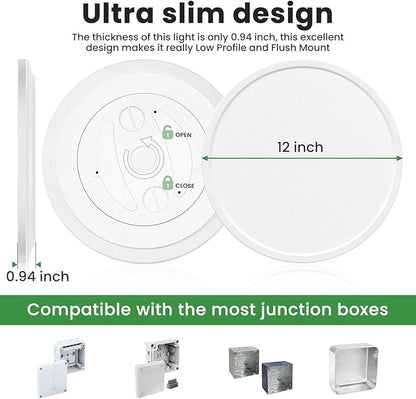 hepside 12Inch Flush Mount Light Fixture White, 28Watt, Dimmable & 3000K-4500K-6000K 3 Color Selectable Flush Ceiling Light Fixture 3200LM Low Profile Ceiling Light for Kitchen Bedroom Hallway Porch