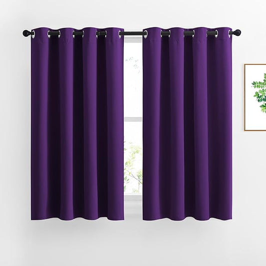 NICETOWN Royal Purple Room Darkening Curtain Panels - Triple Weave Thermal Insulated Grommet Room Darkening Window Draperies and Curtains for Bedroom (Set of 2, 46 x 54 inches, Royal Purple)