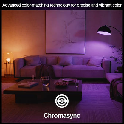 Philips Hue Smart LED A19 Bulb, White & Color Ambiance, E26 Base, 7.2W, Full Spectrum Light 1000K-20000K, 810 Lumens, Dimmable, Works with Alexa, Google,& Apple Home, 4pk