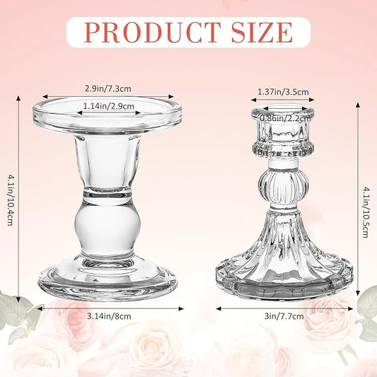 Unity Candle Holder - Glass Candle Holders for Pillar Candles Taper Candles, Glass Candlestick Holders Set of 3, Decorative Clear Glass Candlestick Holder for Wedding Table Dinning Church Centerpiece