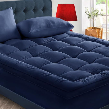 CYMULA California King Mattress Topper - Extra Thick Cooling Mattress Pad Cover for Back Pain - Soft Mattress Protector Bed Topper Pillow Top with 8-21 Inch Deep Pocket 3D Snow Down Alternative Fill