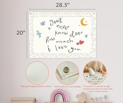 Nursery Rectangular Canvas Banner-Boho Flag Wall Decor for Toddler Boy Girl Kids,Baby Room Above Crib Bedroom Playroom Reading Room Decor-Baby Shower Birthday Christmas Gift-You'll Never Know Dear