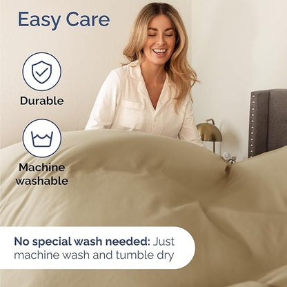 Twin 4 Piece Sheet Set - Comfy Breathable & Cooling - Ultra Soft Hotel Luxury Bedding Set with 8-16 Inch Deep Pockets - 1 Flat & 1 Fitted Sheet & 2 Pillowcases - Cozy, Wrinkle Free & Easy Care - Beige