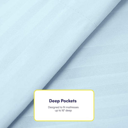 Twin Size Bed Sheets - 4 Piece 1500 Supreme Collection Fine Brushed Microfiber Deep Pocket Twin Sheet Set Bedding - 1 EXTRA PILLOW CASES, GREAT VALUE, Twin, Dobby Light Blue