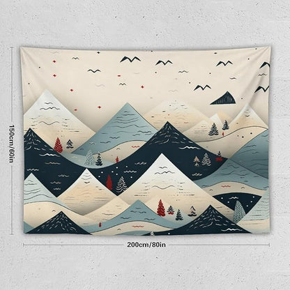 MaSiledy Snow Mountain Scandinavian Winter Tapastry's Wall Hanging Christmas Holiday Tapestry Vintage Aesthetic Tapestries Landscape Tapestry Wall Art Decor for Bedroom Living Room Dorm 60"x80"