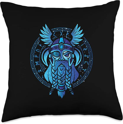 Nordic Country & Celtic Mythology Designs Viking Norway Norwegian Scandinavian Odin Runes Throw Pillow, 18x18, Multicolor