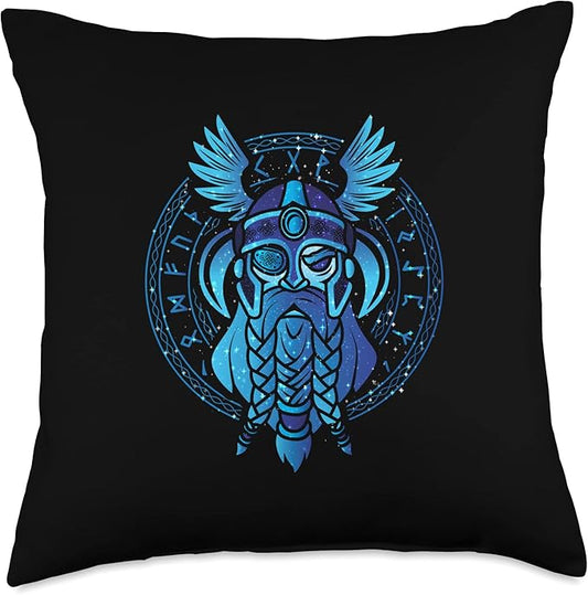 Nordic Country & Celtic Mythology Designs Viking Norway Norwegian Scandinavian Odin Runes Throw Pillow, 18x18, Multicolor
