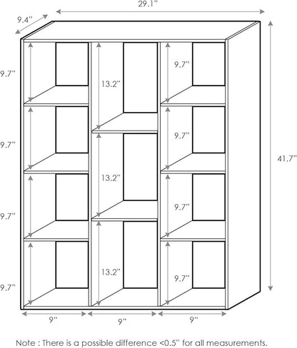 Furinno LUDER Book Shelf, 11-Cube Bookshelf, Reversible Bookcase, 9.4" x 29.1" x 41.7", for Living Room, Bedroom, Home Office, White/Pink
