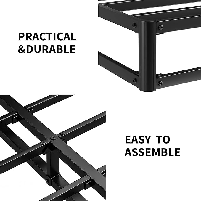 King Box Spring 9 Inch High Profile Strong Metal Frame Mattress Foundation, Quiet Noise-Free,Easy Assembly, 3000lbs Max Weight Capacity