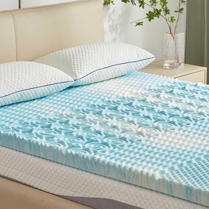 SINWEEK 2 Inch Mattress Topper 5-Zone Memory Foam Mattress Topper Pressure Relief Soft Mattress Pad, CertiPUR-US Certified, Twin Size Blue