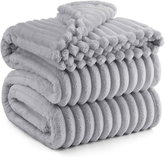 Bedsure GentleSoft King Size Blanket for Bed - Cozy Soft Blankets for Women, Cute Large Fleece Throws for Girls, Light Grey, 108x90 Inches
