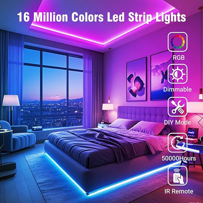 VOLIVO Led Strip Lights 200 FT, RGB App Controlled Bluetooth Led Light Strip Sync with Music, Color Changing Lighting for Bedroom, Home Decoration