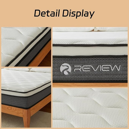 King Size Mattress, 10 Inch King Mattress in a Box, Memory Foam Hybrid Mattresses with Individual Pocket Spring for Motion Isolation & Silent Sleep, Pressure Relief, Medium Firm