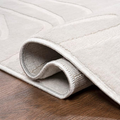 JONATHAN Y Graphic Lines High-Low Indoor Area Rug 3X5 White/Cream, Alcina Modern Scandinavian for Living Room, Bedroom, Kitchen, Easy-Cleaning, High Traffic, Pet-Friendly, Non-Shedding SND102B-3