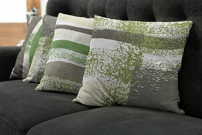 Ambesonne Grunge Throw Pillow Cushion Case Pack of 4, Abstract Design Simplistic Minimal Stripes Brushstrokes Contemporary, Modern Accent Double-Sided Digital Printing, 20", Slate Brown and Green