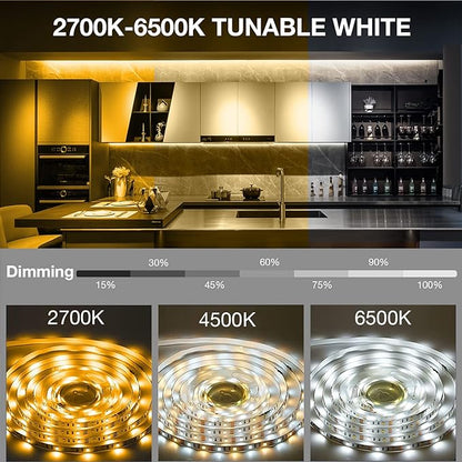 DAYBETTER 8 PCS Under Cabinet Lighting Kit, Bright Under Cabinet Lights, Flexible Led Strip Lights with Remote, for Kitchen Cabinets Shelf Desk Counter, 2700K-6500K Warm to Daylight White, 13.2ft