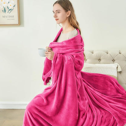 BEDELITE Fleece Blankets Queen Size Hot Pink Throw Blankets for Bed, Luxury Plush Cozy Fuzzy Blanket 90x90 inches, Super Soft Warm Lightweight Throw Blanket All Seasons Suitable
