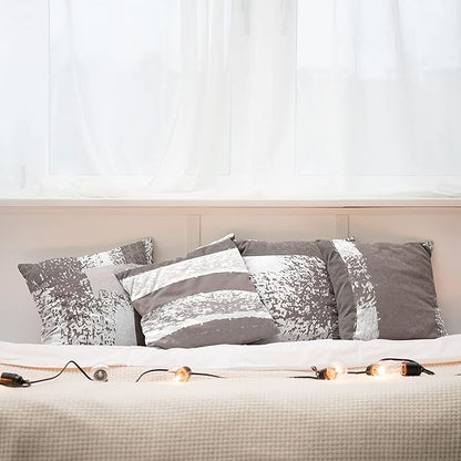 Ambesonne Grunge Throw Pillow Cushion Case Pack of 4, Abstract Design Simplistic Minimal Stripes Brushstrokes Contemporary, Modern Accent Double-Sided Digital Printing, 16", Taupe Grey and Dimgray