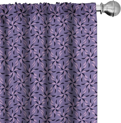 Ambesonne Geometric Curtains, Blossoming Flowers with Birth of Nature Season Theme Spring Summer, Window Treatments 2 Panel Set for Living Room Bedroom, Pair of - 28" x 95", Purple