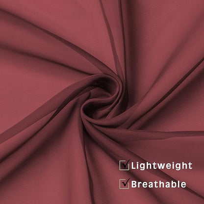 OWENIE Sheer Curtains 54 inches Long 2 Panels Set, Rod Pocket Curtain Sheers for Living Room/Bedroom, Light Filtering Voile Panels Drapes Small Window Treatments, 42" W x 54" L, Burgundy Red