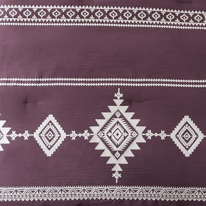 MaiRêve Embroidery Full Size Comforter Set Purple, Farmhouse Western Boho Bedding Set 7 Pieces, All Season Bed in A Bag Comforter Set with Sheets, Pillowcases & Shams