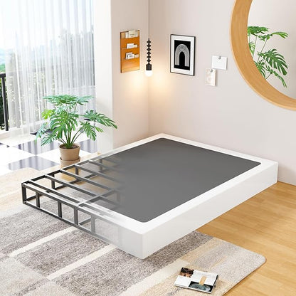 EMODA 8 Inch Full Size Box Spring Bed Base, 3000 LBS Heavy Duty Metal Mattress Foundation with Fabric Cover, Easy Assembly, Black