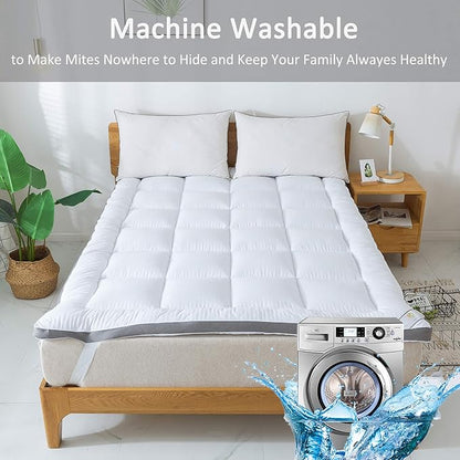 Mattress Topper Queen & Mattress Pad Protector - Quality Plush Luxury Down Alternative Pillow Top - 2inch Extra Thick Mattress Cover(60"x80")