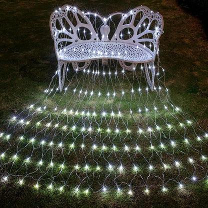 AWQ 200 LED 9.8ft x 6.6ft String Lights Net Mesh Lights Christmas Net Lights 8 Modes for Christmas Wedding Party Home Garden Lawn Bushes Indoor Outdoor Decor (9.8ft x 6.6ft, White)
