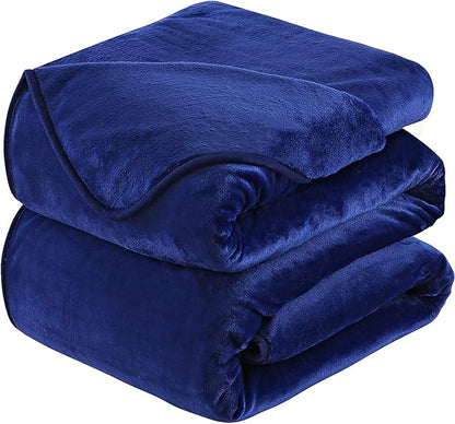 Soft Queen Size Blanket All Season Warm Fuzzy Microplush Lightweight Thermal Fleece Blankets for Couch Bed Sofa,90x90 Inches,Royal Blue